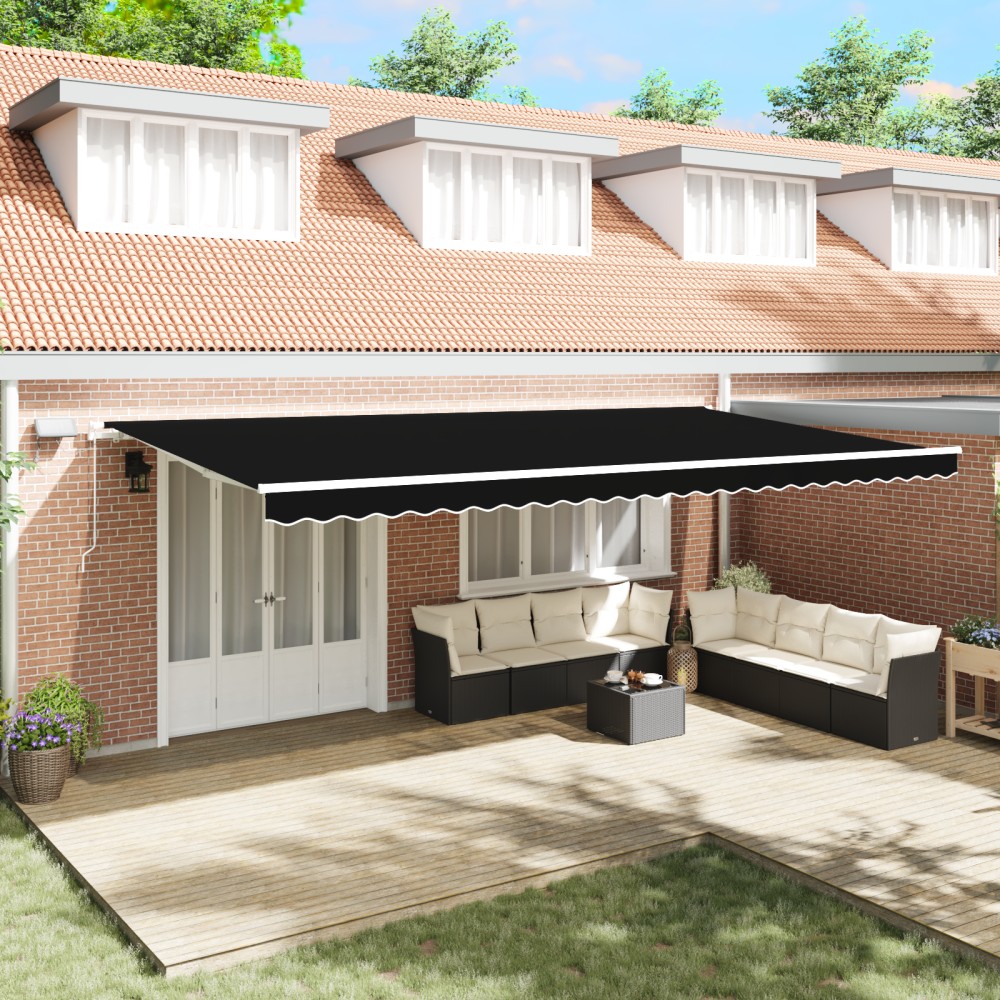vidaXL Marchiză retractabilă with Manual Negru 600 × 300 cm Negru