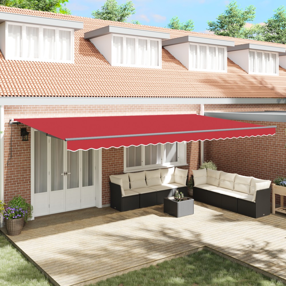 vidaXL Umbrelă retractabilă roșie Manual Roșu 600 × 300 cm țesătură