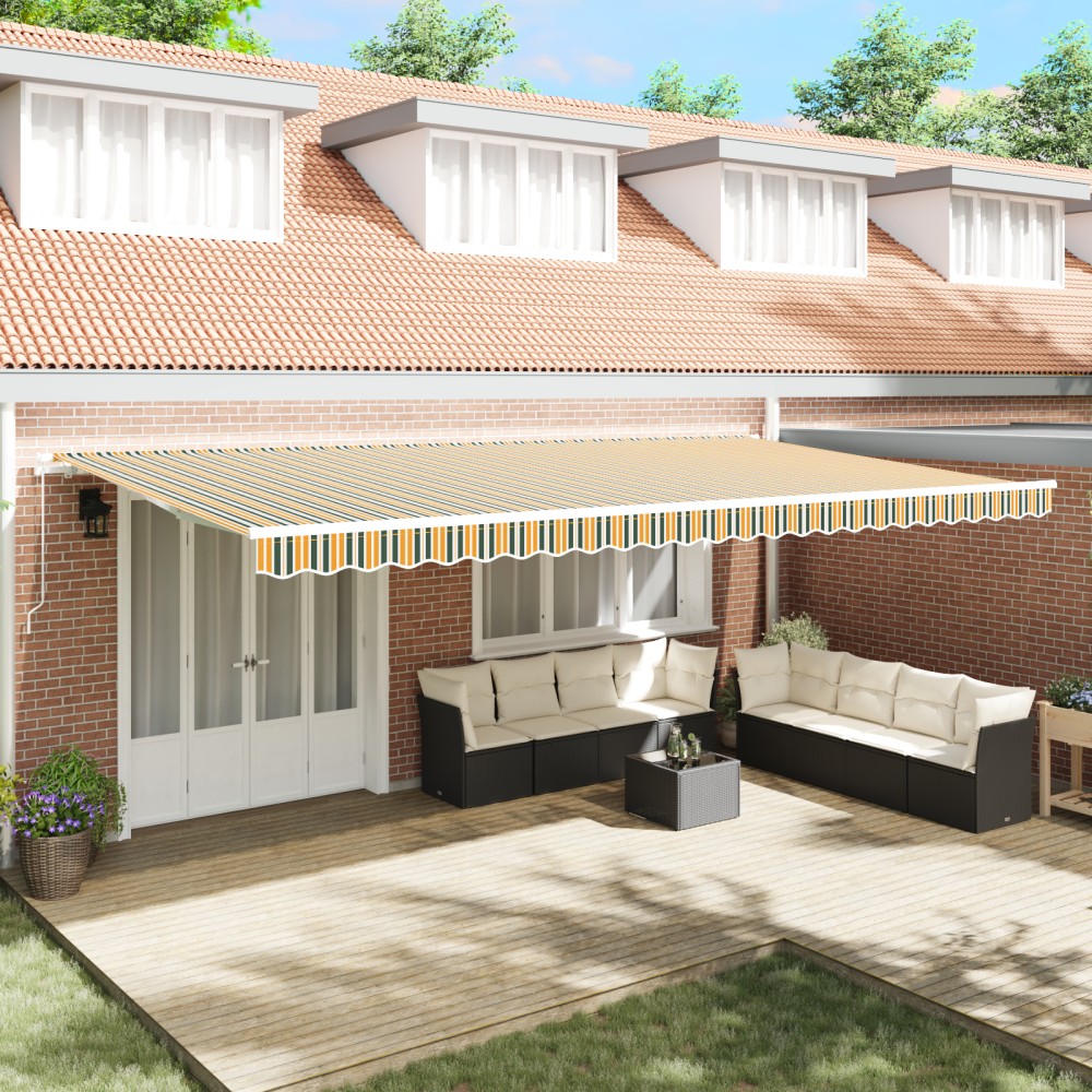 vidaXL Obră manual retractabil Verde și Galben 600x300 cm