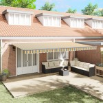 vidaXL Markiză retractabilă automată cu LED verde și galben 600 x 300 cm
