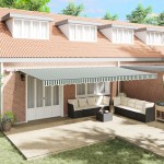 Marchiză retractabilă manuală vidaXL cu LED Verde și Alb 600x300 cm Marchiză retractabilă manuală vidaXL cu LED Verde și Alb 600x300 cm