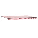 vidaXL Pergolă retractabilă automată cu dungi roșii și albe, 600 x 350 cm