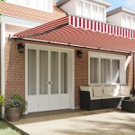vidaXL Pergolă retractabilă automată cu dungi roșii și albe, 600 x 350 cm