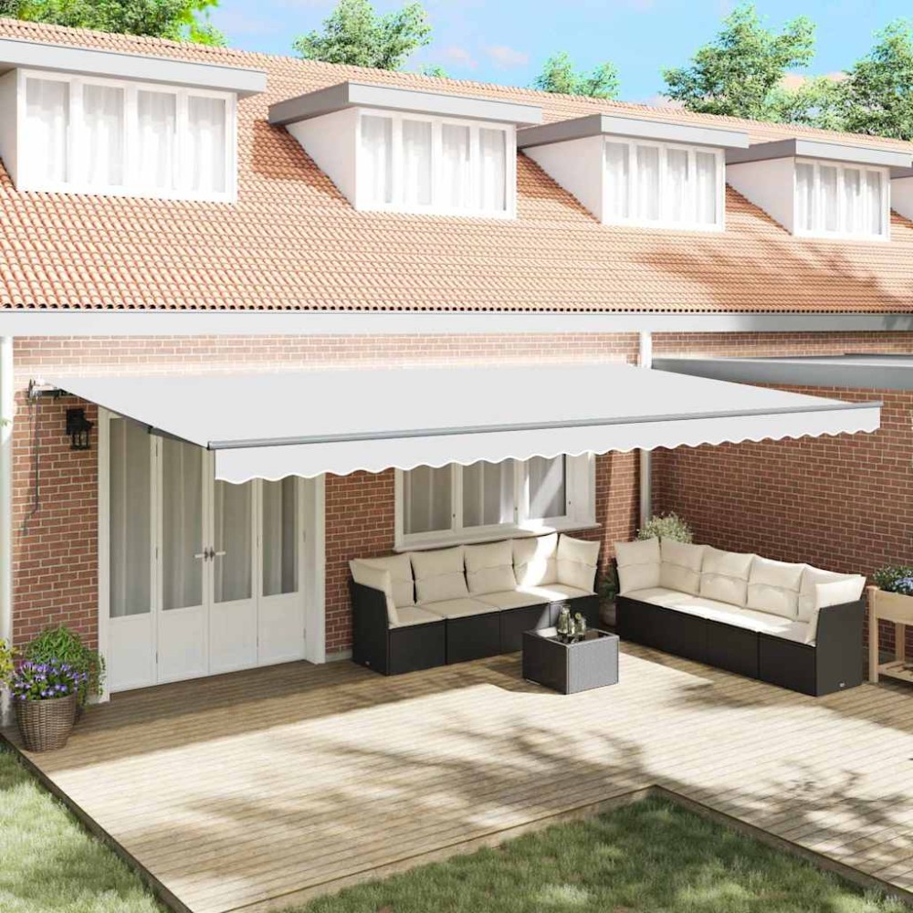 vidaXL Copertină Retractabilă Automatică Alb 600 x 350 cm