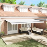Marchiză retractabilă automată vidaXL cu LED Alb 600x350 cm