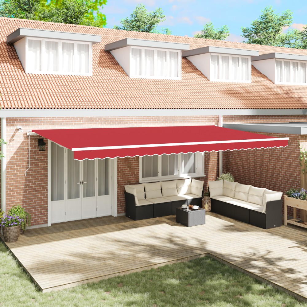 vidaXL Cortina Retractabilă Roșu 600 × 350 cm Stofă și Metal