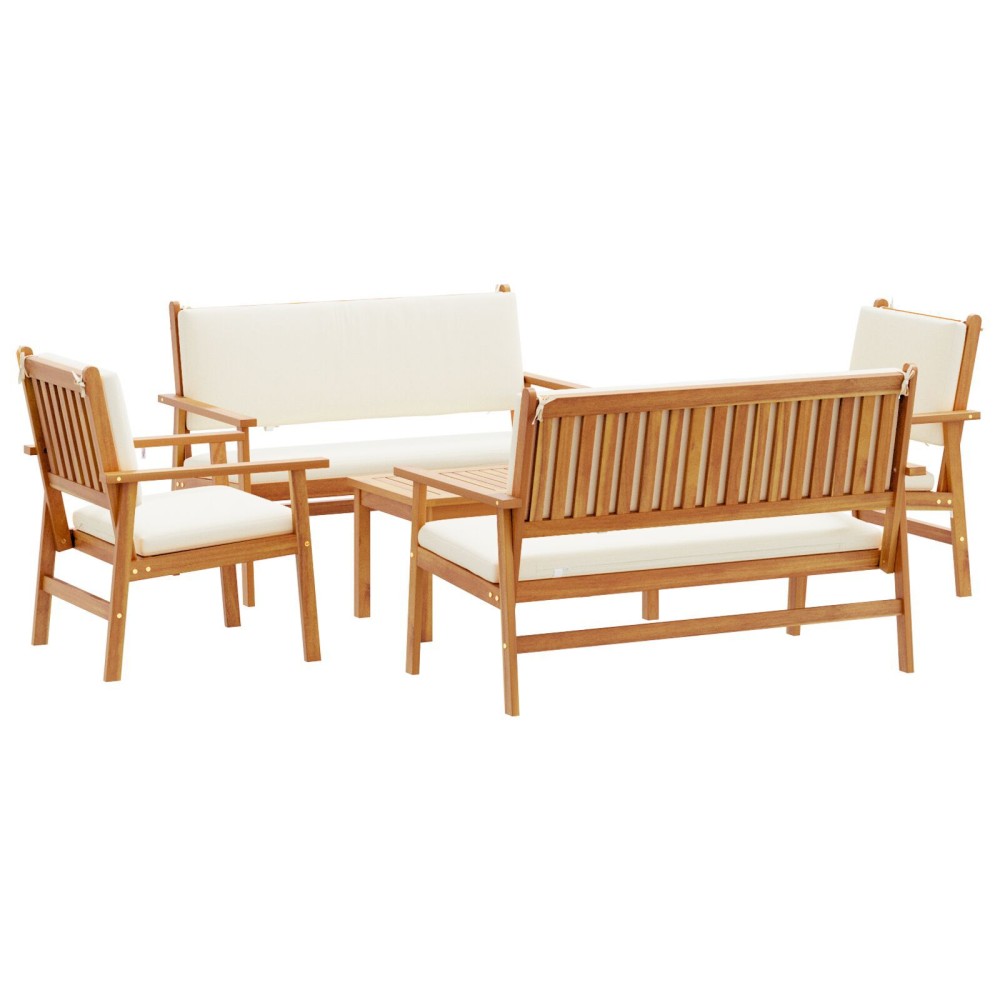 vidaXL Set de canapele pentru grădină 5 pcs Maro 75 x 45 x 38cm