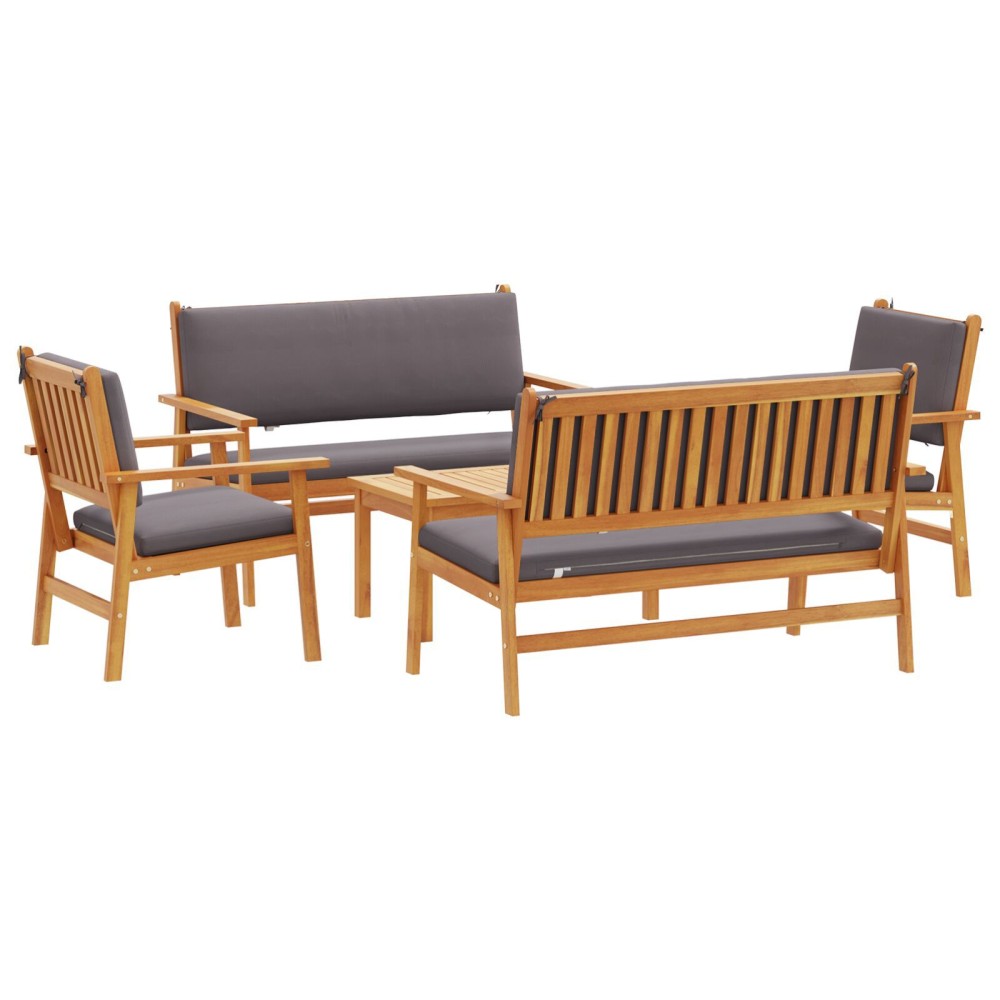 vidaXL Set de canapele pentru grădină 5 pcs Maro 75 x 45 x 38cm