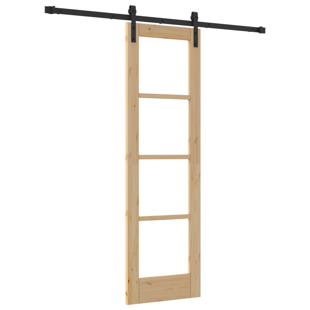Ușă glisantă vidaXL cu set de accesorii 'ORKDAL'din lemn solid și sticlă