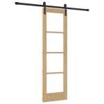 Ușă glisantă vidaXL cu set de accesorii 'ORKDAL'din lemn solid și sticlă