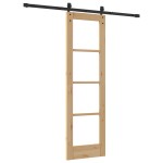 Ușă glisantă vidaXL cu set de accesorii 'ORKDAL'din lemn solid și sticlă