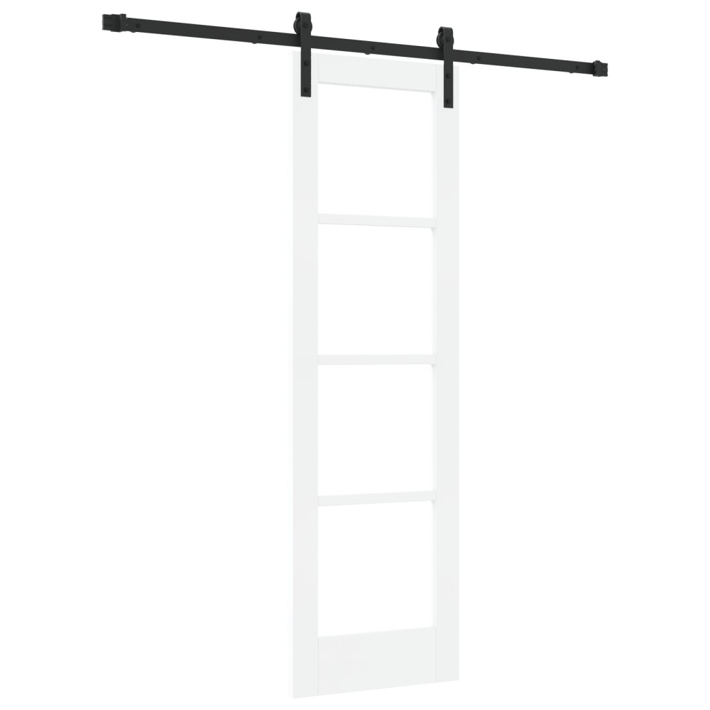 Ușă glisantă vidaXL cu accesorii 'ORKDAL'Alb lemn solid și sticlă