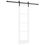 Ușă glisantă vidaXL cu accesorii 'ORKDAL'Alb lemn solid și sticlă