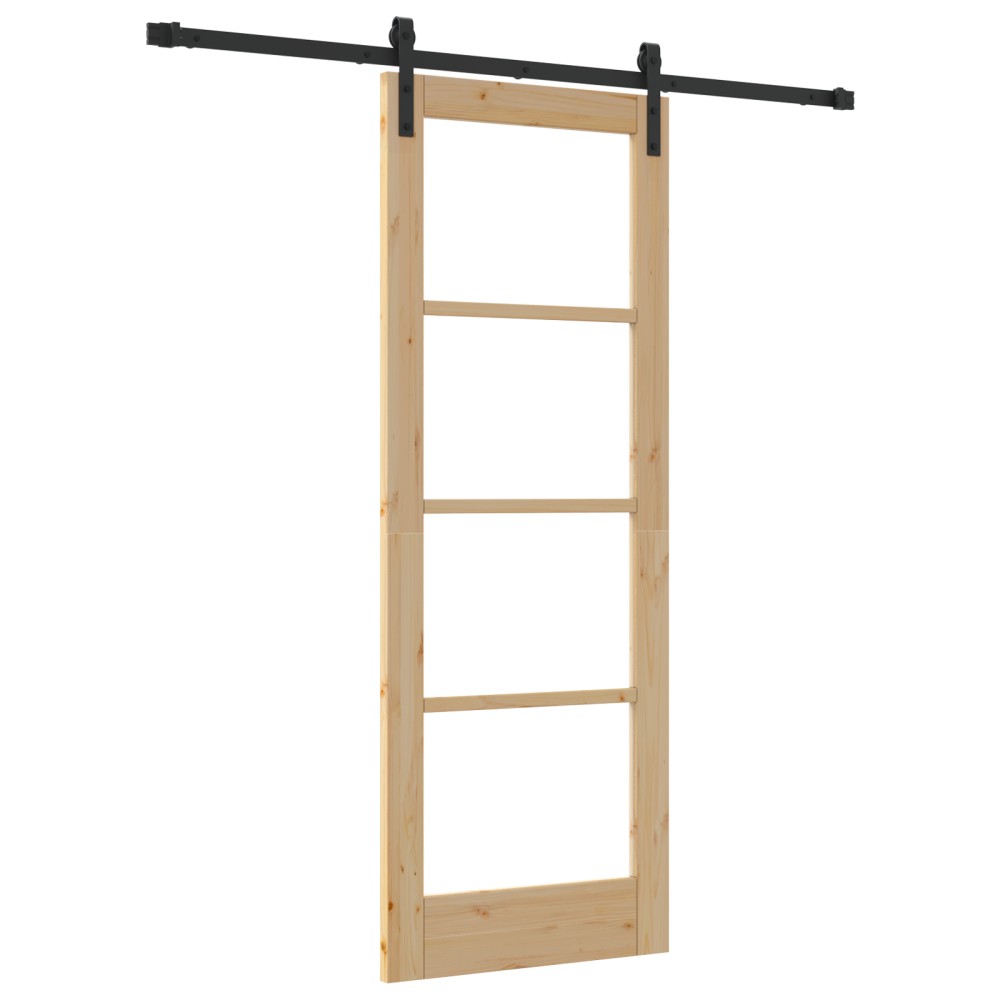 Ușa glisantă vidaXL cu set de accesorii 'ORKDAL'Lemn masiv & Sticlă