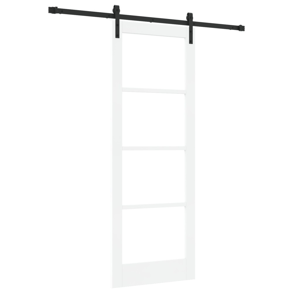 Ușă glisantă vidaXL cu set de accesorii 'ORKDAL'Alb Lemn Solid & Sticlă
