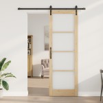 vidaXL Ușă Glisantă ORKDAL Set de 2 Natural și negru Lemn, Metal