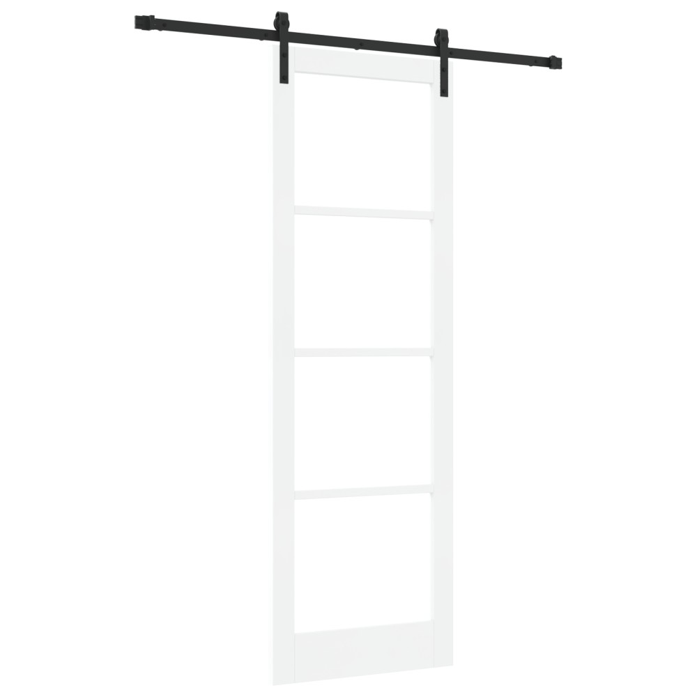 Ușă glisantă vidaXL cu set de accesorii 'ORKDAL'Lemn solid alb și sticlă