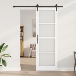Ușă glisantă vidaXL cu set de accesorii 'ORKDAL'Lemn solid alb și sticlă