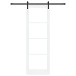 Ușă glisantă vidaXL cu set de accesorii 'ORKDAL'Lemn solid alb și sticlă