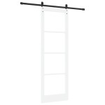Ușă glisantă vidaXL cu set de accesorii 'ORKDAL'Lemn solid alb și sticlă