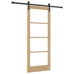 Ușă glisantă vidaXL cu set de accesorii "ORKDAL" Lemn solid și sticlă