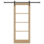 Ușă glisantă vidaXL cu set de accesorii "ORKDAL" Lemn solid și sticlă