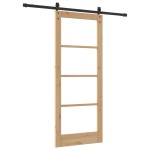 Ușă glisantă vidaXL cu set de accesorii "ORKDAL" Lemn solid și sticlă
