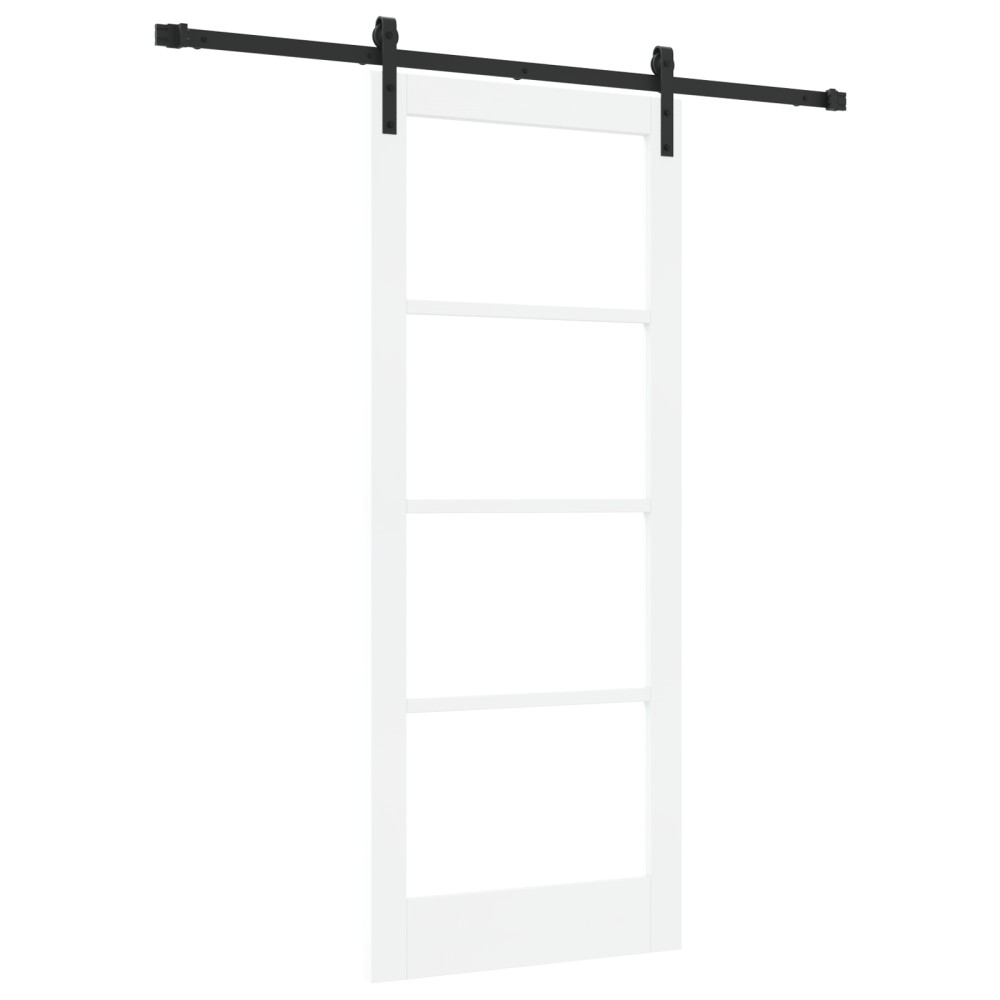 Ușă Glisantă vidaXL cu Set de Accesorii 'ORKDAL'Alb Lemn Masiv & Sticlă