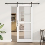 Ușă Glisantă vidaXL cu Set de Accesorii 'ORKDAL'Alb Lemn Masiv & Sticlă Ușă Glisantă vidaXL cu Set de Accesorii 'ORKDAL'Alb Lemn Masiv & Sticlă