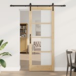 vidaXL Ușă glisantă ORKDAL Natural și Negru 83 x 211 cm