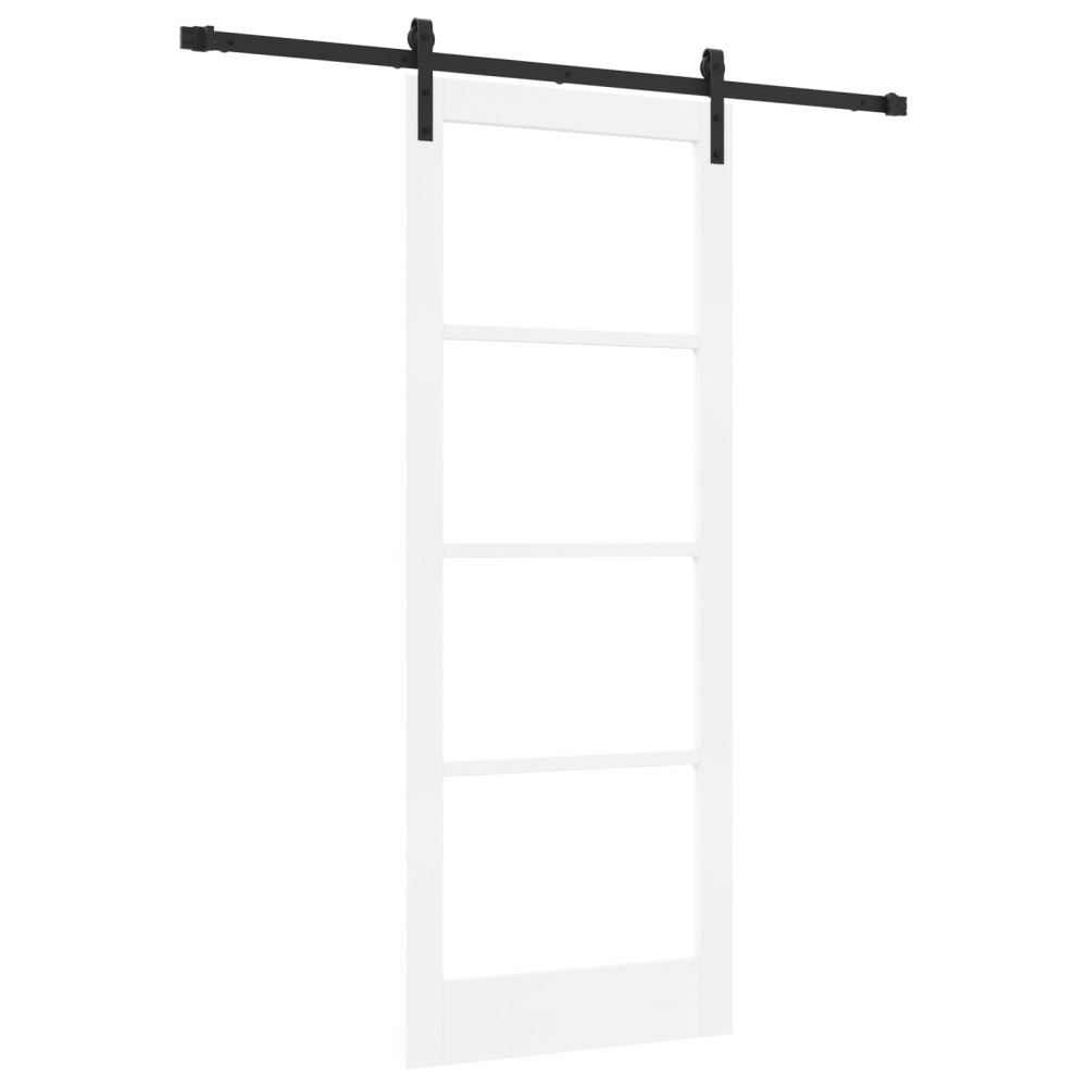 Ușă Glisantă vidaXL cu Set de Accesorii 'ORKDAL'Alb Lemn Solid & Sticlă