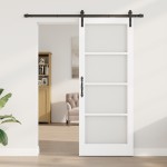 Ușă Glisantă vidaXL cu Set de Accesorii 'ORKDAL'Alb Lemn Solid & Sticlă Ușă Glisantă vidaXL cu Set de Accesorii 'ORKDAL'Alb Lemn Solid & Sticlă