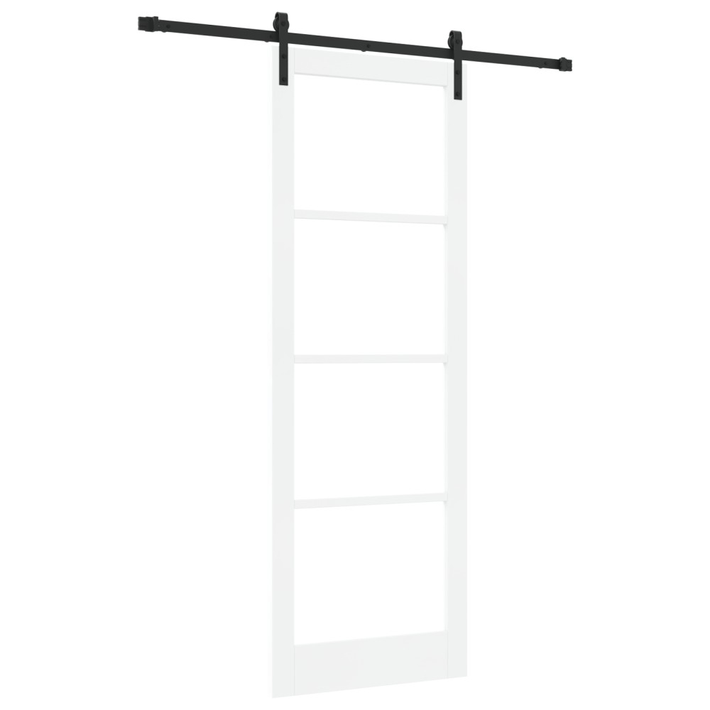 Ușă glisantă vidaXL cu set de accesorii 'ORKDAL'Lemn masiv alb și sticlă