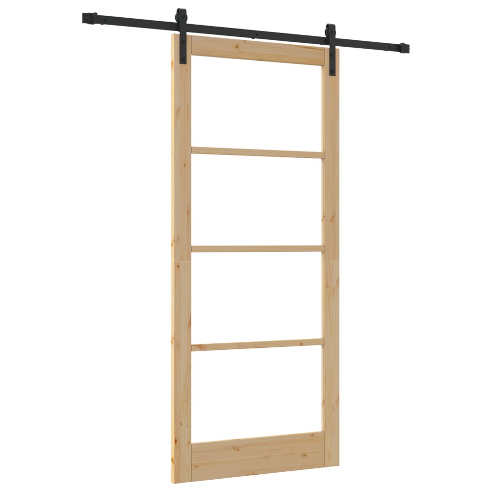 Ușă Glisantă vidaXL cu Set de Accesorii 'ORKDAL'Lemn Solid & Sticlă