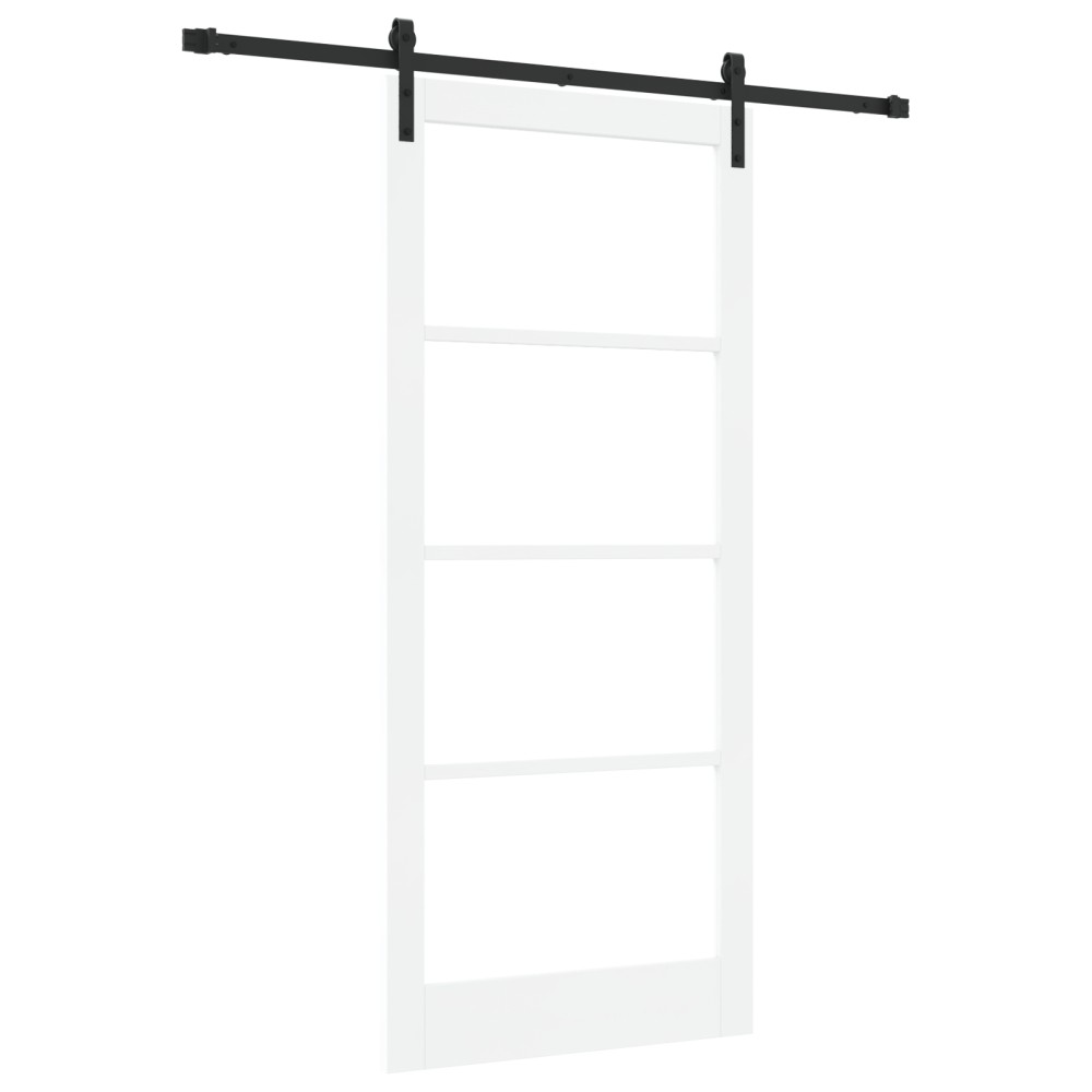Ușă glisantă vidaXL cu set de accesorii 'ORKDAL'Alb Lemn Solid și Sticlă