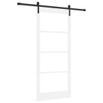 Ușă glisantă vidaXL cu set de accesorii 'ORKDAL'Alb Lemn Solid și Sticlă