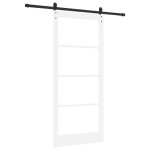 Ușă glisantă vidaXL cu set de accesorii 'ORKDAL'Alb Lemn Solid și Sticlă