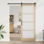 vidaXL Ușă glisantă ORKDAL Set de 2 Natural și negru Lemn masiv