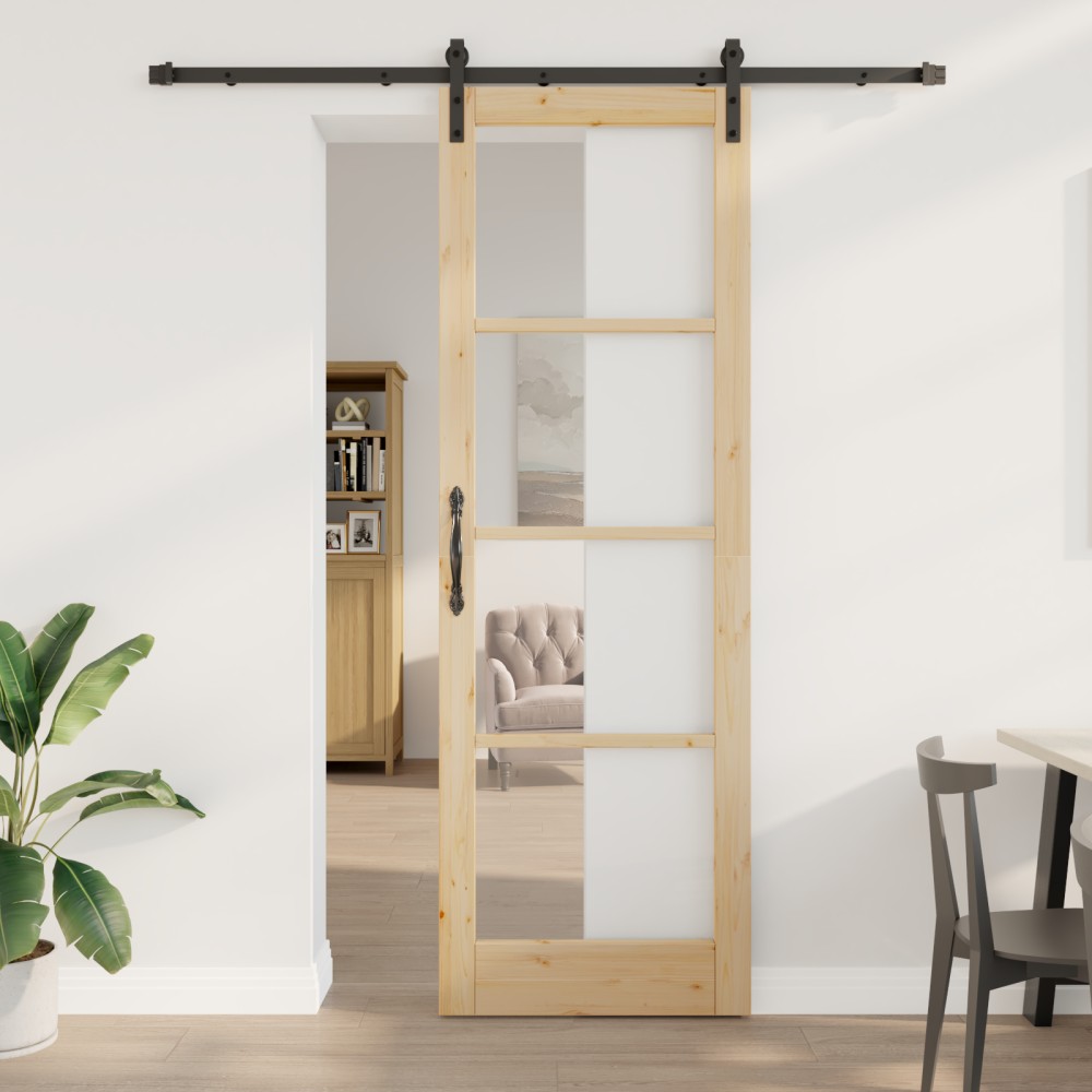 vidaXL Ușă glisantă ORKDAL Natural și Negru 78 x 232 cm