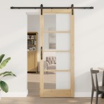 vidaXL Ușă glisantă ORKDAL Natural și Negru 83 x 211 cm