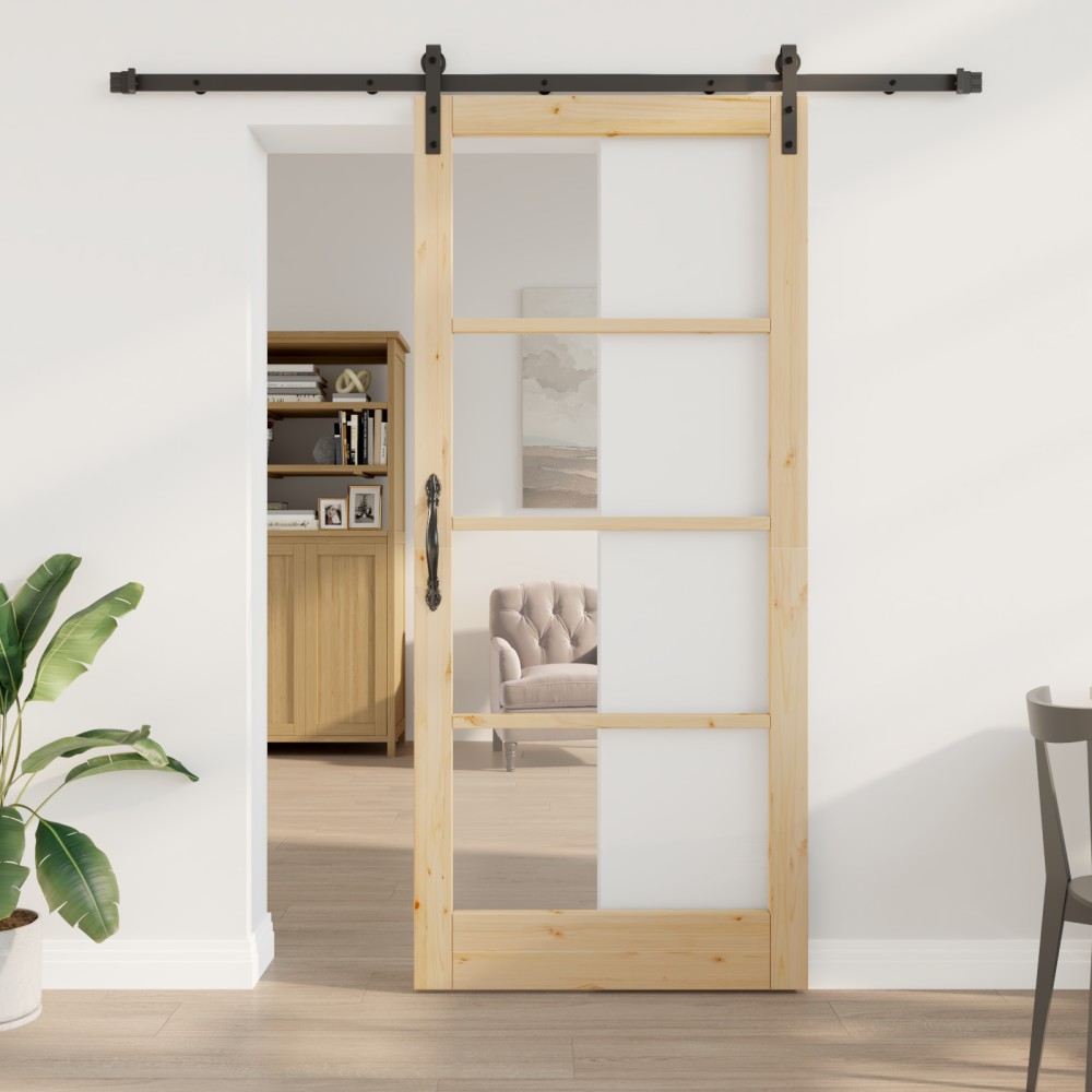 vidaXL Ușă glisantă ORKDAL Maro 93 x 211 cm Lemn masiv de pin