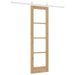 Ușă glisantă vidaXL cu set de accesorii "ORKDAL" din lemn masiv și sticlă