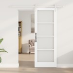 Ușă Glisantă vidaXL cu Accesorii 'ORKDAL'Alb Lemn Masiv & Sticlă
