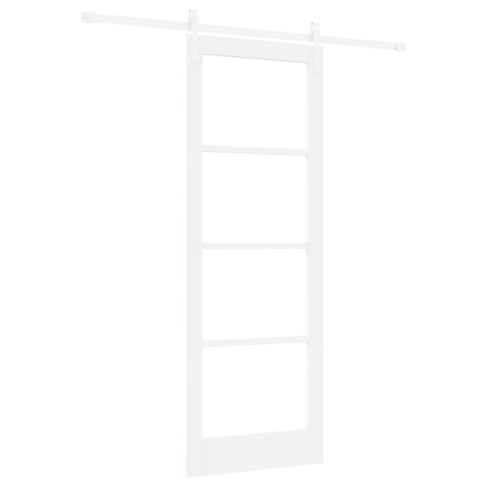 Ușă Glisantă vidaXL cu Set de Accesorii 'ORKDAL'Alb din Lemn Solid & Sticlă