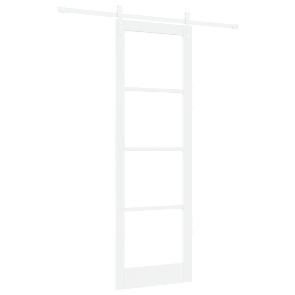 Ușă glisantă vidaXL cu set de accesorii 'ORKDAL'Alb din lemn solid și sticlă