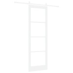 Ușă glisantă vidaXL cu set de accesorii 'ORKDAL'Alb din lemn solid și sticlă Ușă glisantă vidaXL cu set de accesorii 'ORKDAL'Alb din lemn solid și sticlă