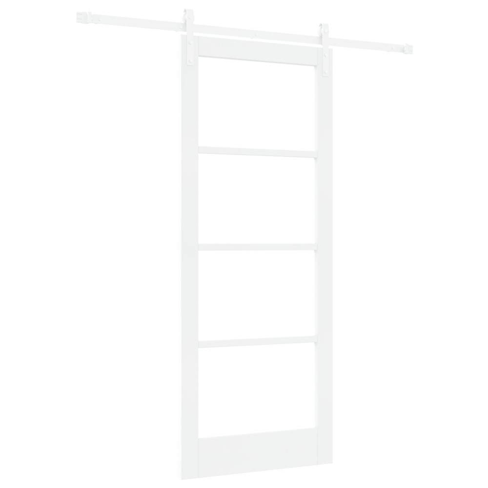Ușă glisantă vidaXL cu set de accesorii 'ORKDAL'Alb Lemn Solid & Sticlă