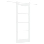 Ușă glisantă vidaXL cu set de accesorii 'ORKDAL'Alb Lemn Solid & Sticlă