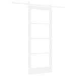 Ușă glisantă vidaXL cu set de accesorii 'ORKDAL'Alb Lemn Solid & Sticlă