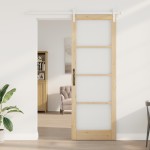 Ușă glisantă vidaXL cu set de accesorii 'ORKDAL'Lemn masiv și sticlă